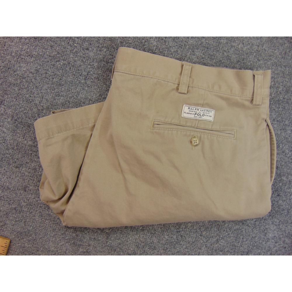 Polo Ralph Lauren Shorts Mens 40 Khaki Pleated Classic Fit‎ Chino Short Pants